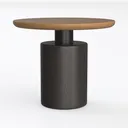 Minimalist Two Tone Solid Wood Round Side Table 3D Model Left 45 Degree View