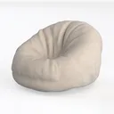 Minimalist Linen Fabric Bean Bag Chair 3D Model Left 45 Degree View