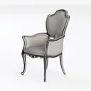 Vintage Luxury Leather Upholstered Carved Wood Armchair 3D Model Left 45 Degree View