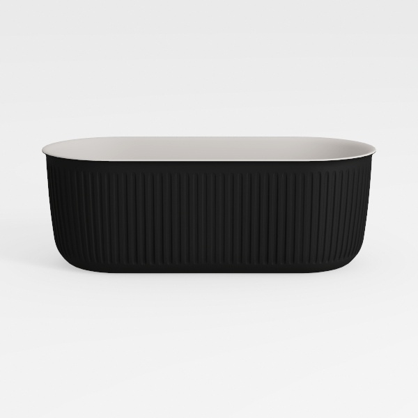 Black 67 inch Fluted Style Freestanding Soaking