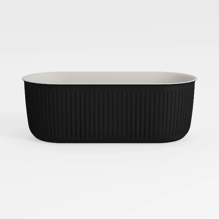 Black 67 inch Fluted Style Freestanding Soaking