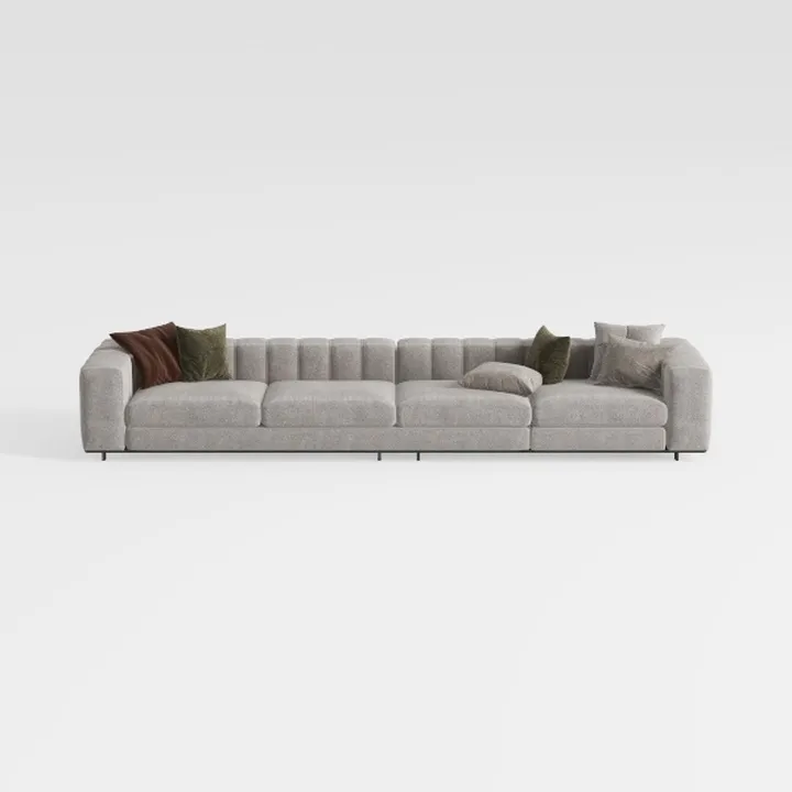 Minimalist Fabric Extra Large Sectional Sofa with Throw Pillows 3D Model