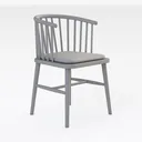 Minimalist Solid Wood Upholstered Dining Chair 3D Model Right 45 Degree View