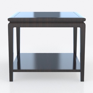Minimalist Dark Solid Wood End Table With Lower Shelf 3D Model