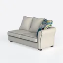 Modern Fabric Two Seat Loveseat Sofa with Decorative Throw Pillows 3D Model Left 45 Degree View
