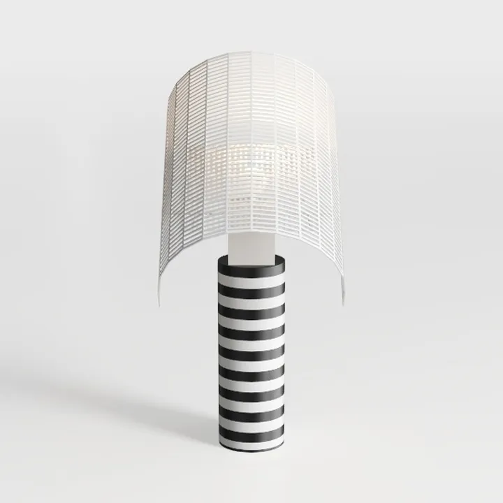Modern Striped Base Woven Shade Table Lamp 3D Model