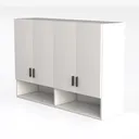 Minimalist White Solid Wood Storage Cabinet 3D Model Left 45 Degree View