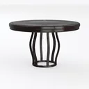 Modern Dark Solid Wood Round Dining Table 3D Model Left 45 Degree View