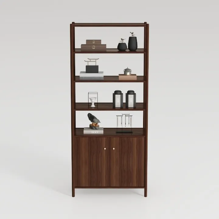 71" Tall Bookshelf, 4-Tier Book Shelf with Storage