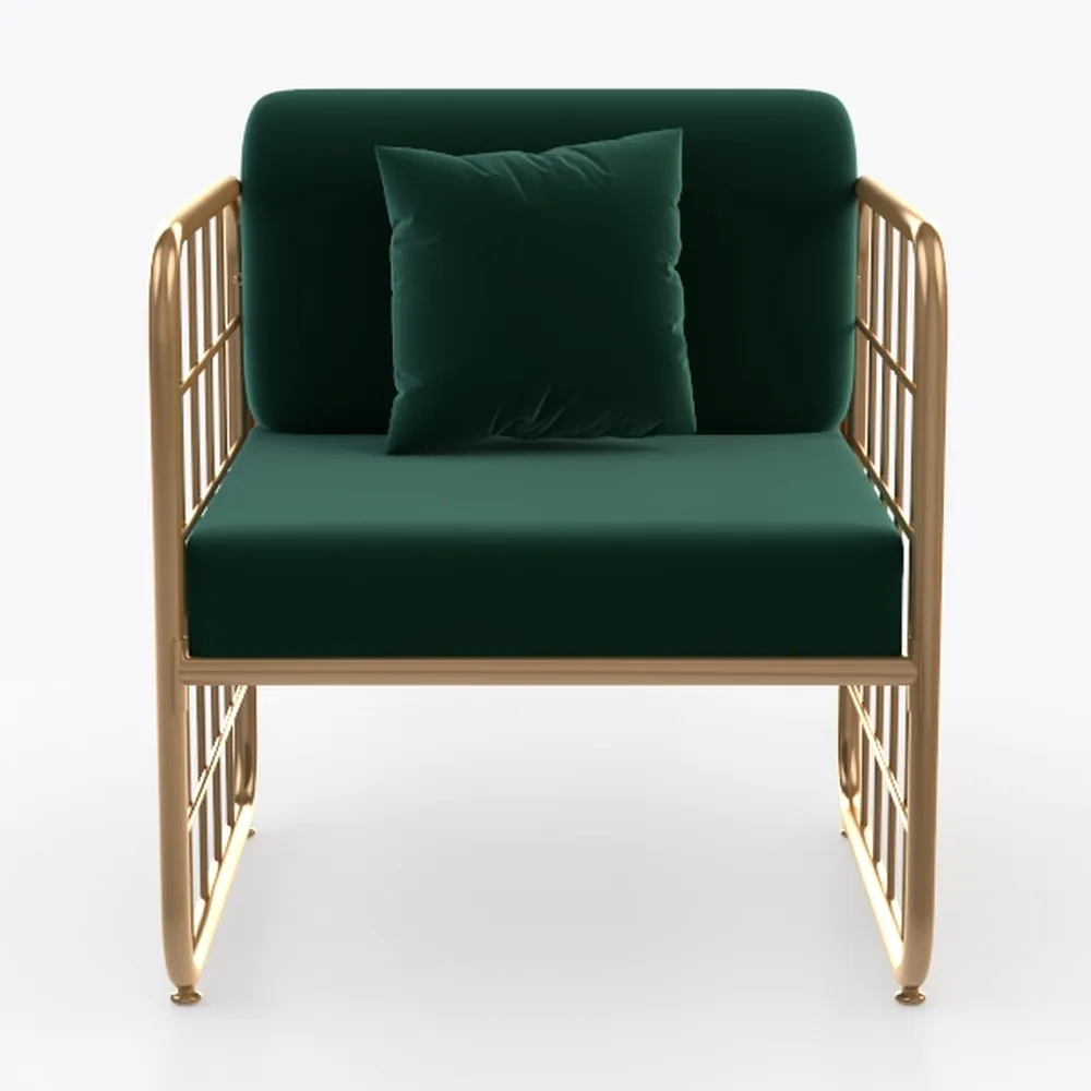 Velvet Modern Accent Armchair - Luxury Gold Frame