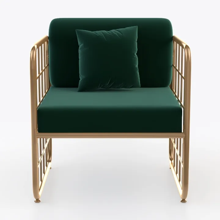 Velvet Modern Accent Armchair - Luxury Gold Frame