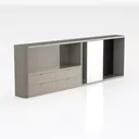 Minimalist Solid Wood Storage Sideboard Cabinet With Drawers Pegboard 3D Model Right 45 Degree View