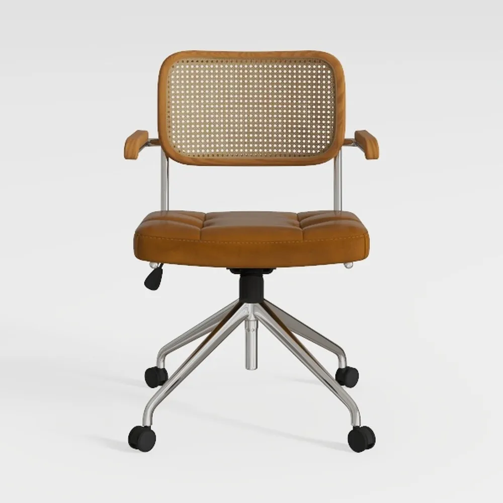 Art Leon Rattan Desk Chair, Mid Century Modern