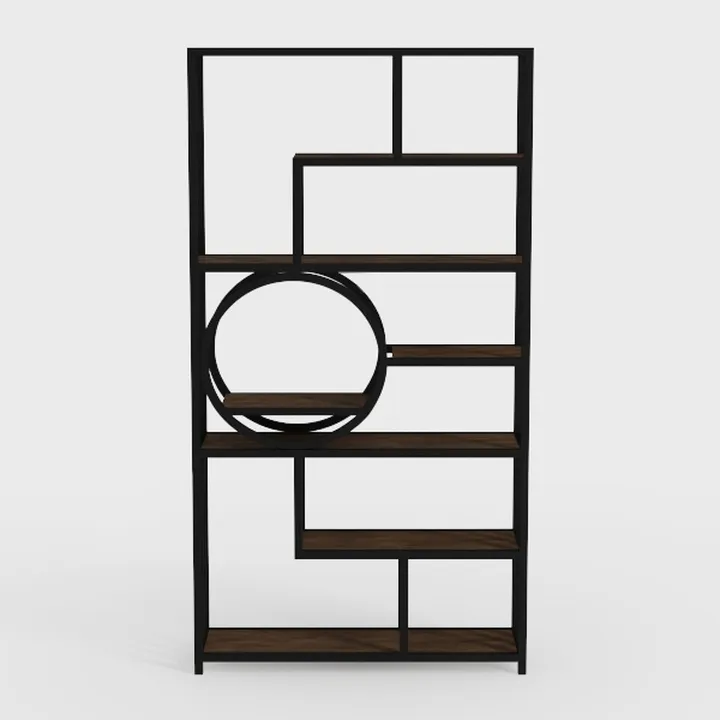Modern Industrial Metal Solid Wood Bookshelf 3D Model