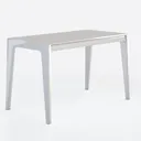 Minimalist White Solid Wood Dining Table 3D Model Right 45 Degree View