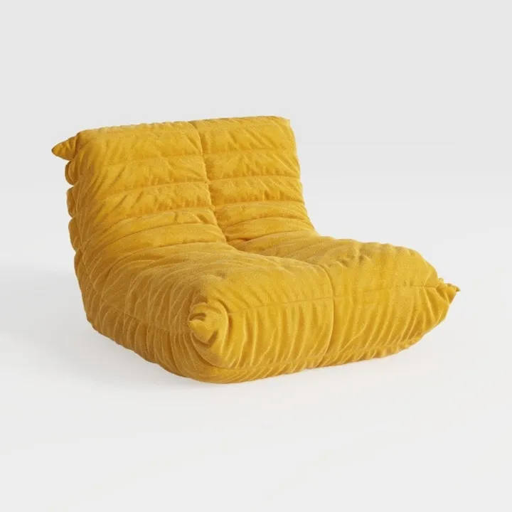 Minimalist Velvet Fabric Armless Lounge Chair 3D Model