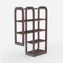 Modern Solid Walnut Wood Asymmetrical Bookshelf 3D Model Right 45 Degree View