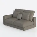 Modern Grey Fabric Two Seat Sofa With Decorative Throw Pillows 3D Model Left 45 Degree View