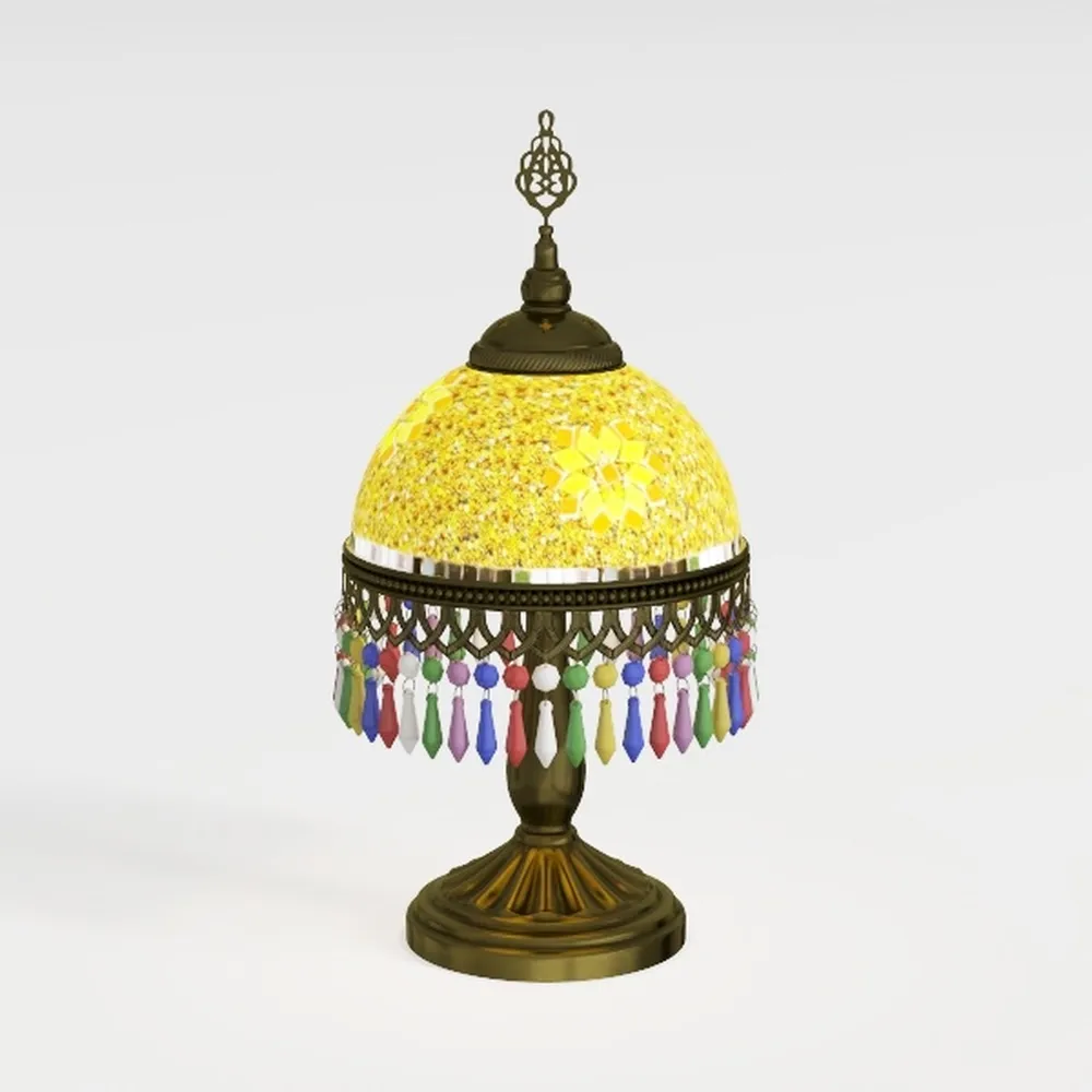 Tiffany Lamp，Blue Stained Glass Dimmable Table