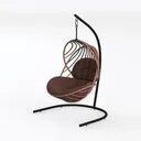 Bohemian Rattan Fabric Hanging Egg Chair 3D Model Left 45 Degree View