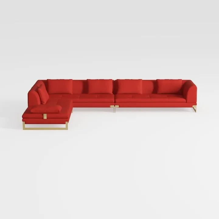 ZURI Modern Vitali Red Microfiber Leather Sectiona
