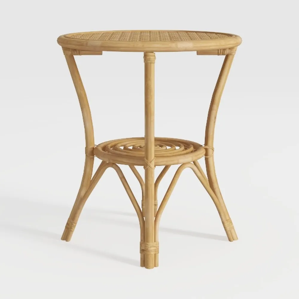 Plow & Hearth Small Round Teak Folding Side Table