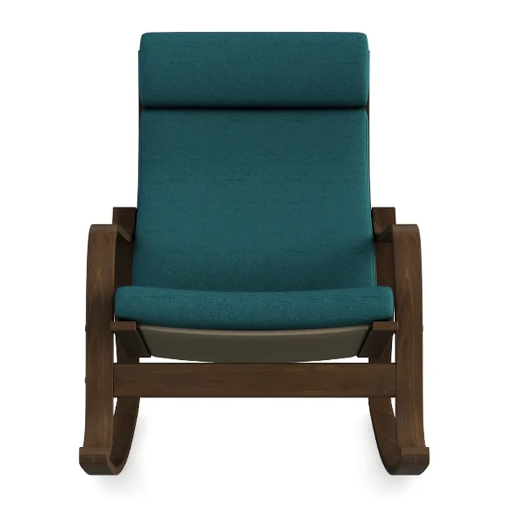 Modern Teal Fabric Walnut Wood Rocking Chair 3D Model
