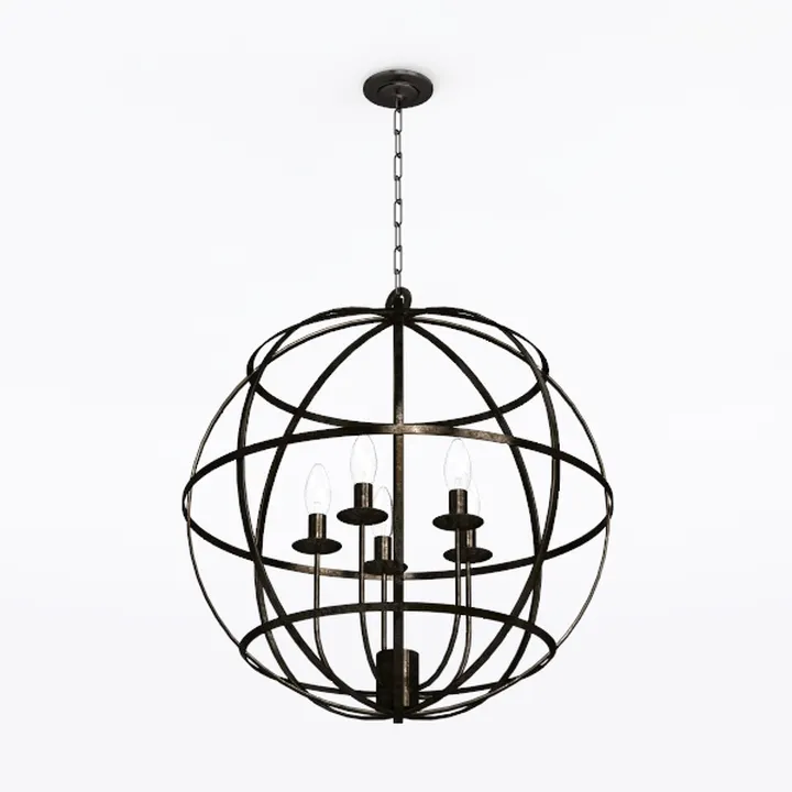 Industrial Metal Spherical Pendant Chandelier 3D Model