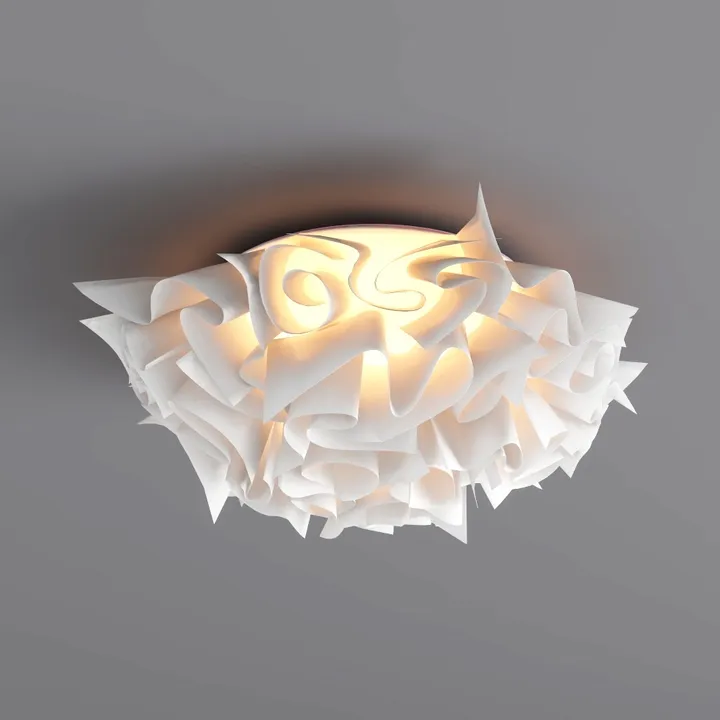 Minimalist White Fabric Artistic Flush Mount Ceiling Lamp 3D Model