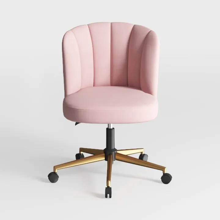 Modern Pink Velvet Fabric Upholstered Swivel Office Chair 3D Model