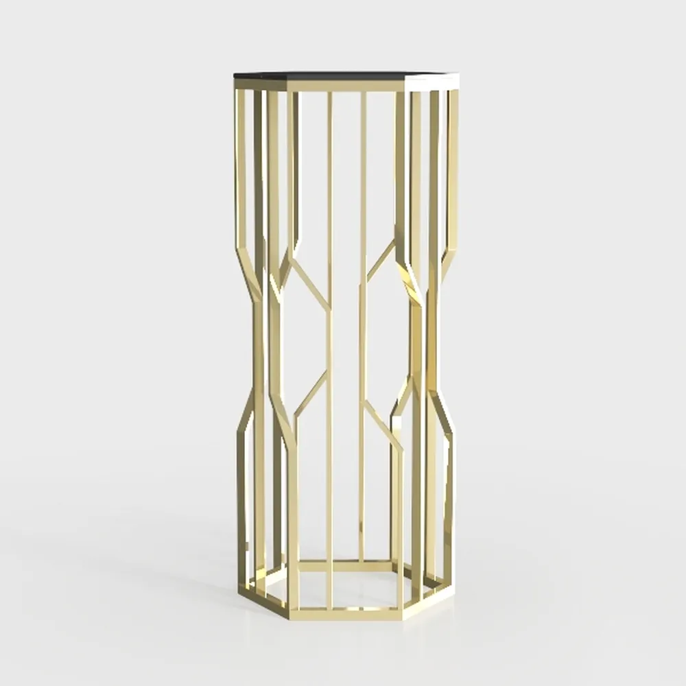 Gold Coffee Table Glass Modern Coffee Table, Hexag