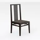 Minimalist Solid Wood Fabric Dining Chair 3D Model Right 45 Degree View