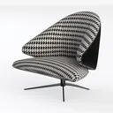 Houndstooth Fabric Modern Swivel Armchair 3D Model Left 45 Degree View