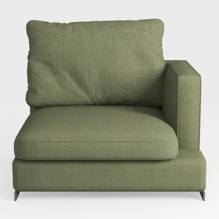 Modern Minimalist Sage Fabric Right Arm Sectional Sofa Chair 3D Model