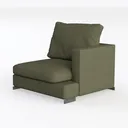 Modern Minimalist Sage Fabric Right Arm Sectional Sofa Chair 3D Model Left 45 Degree View
