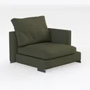 Modern Minimalist Sage Fabric Right Arm Sectional Sofa Chair 3D Model Right 45 Degree View