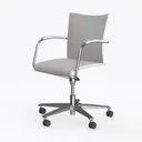 Modern Minimalist White Fabric Metal Office Chair 3D Model Left 45 Degree View