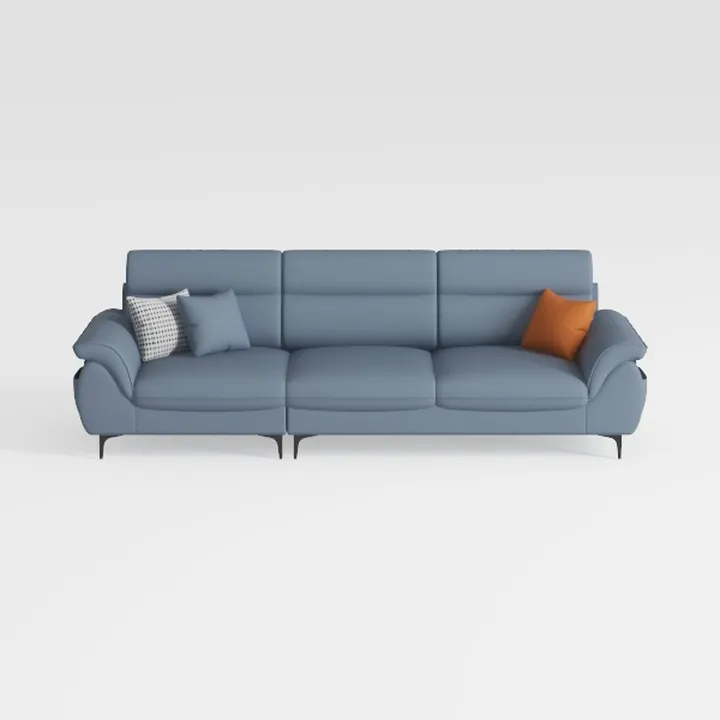 Modern Minimalist Blue Fabric Extra Large Sofa 3D Model