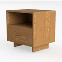 Minimalist Solid Oak Wood Nightstand with Drawer Open Shelf 3D Model Left 45 Degree View