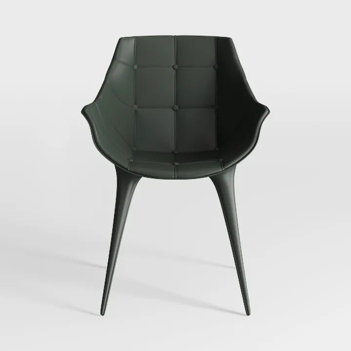 Modern Dark Green Leather Tufted Armchair 3D Model