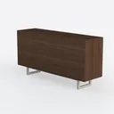Modern Dark Walnut Metal Leg Sideboard Storage Cabinet 3D Model Left 45 Degree View