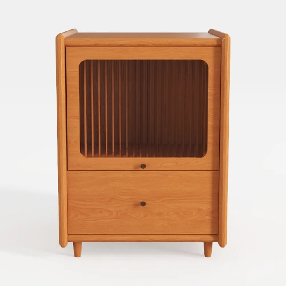 Solid Wood Bedside Table Nightstands, Mid-Century