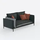 Modern Dark Fabric Upholstered Loveseat Sofa With Throw Pillows 3D Model Right 45 Degree View