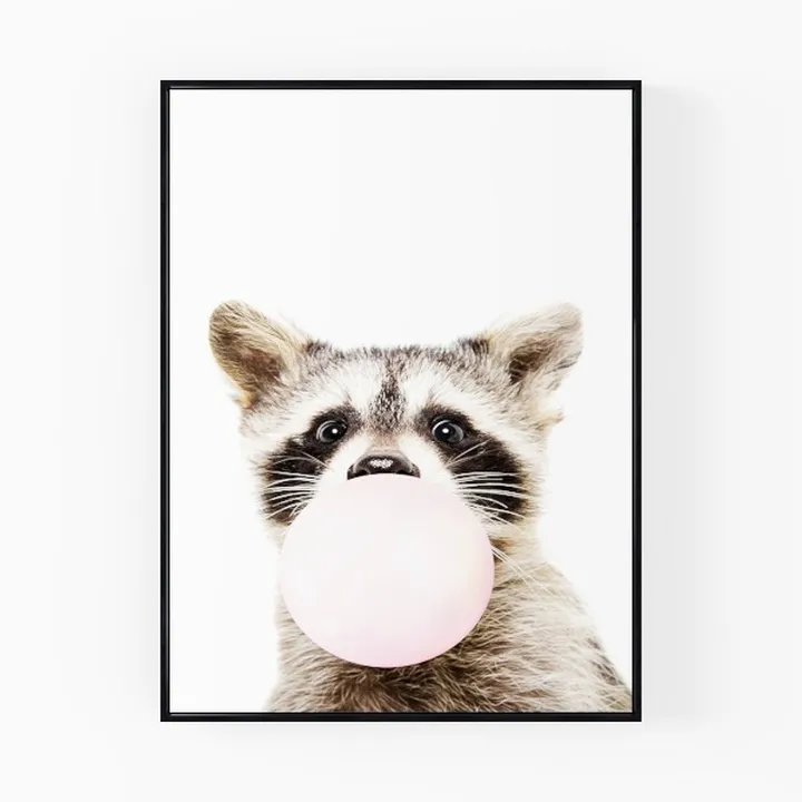 Cute Raccoon Bubble Gum Wall Art Print 3D Model