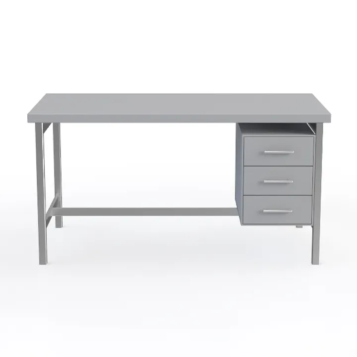 Minimalist Metal Office Desk With Storage Drawers 3D Model