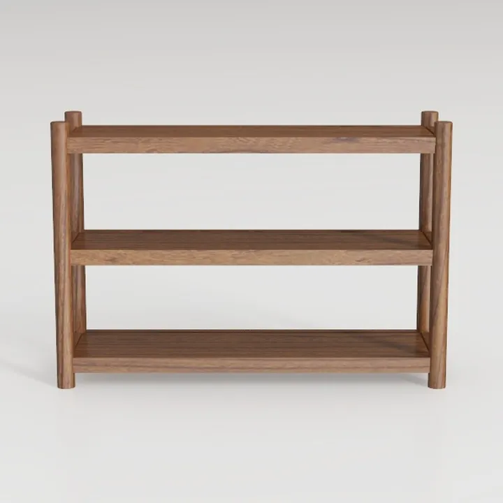 Minimalist Solid Wood Open Bookshelf Shelving Unit 3D Model