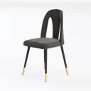 Modern Dark Velvet Gold Accent Dining Chair 3D Model Left 45 Degree View