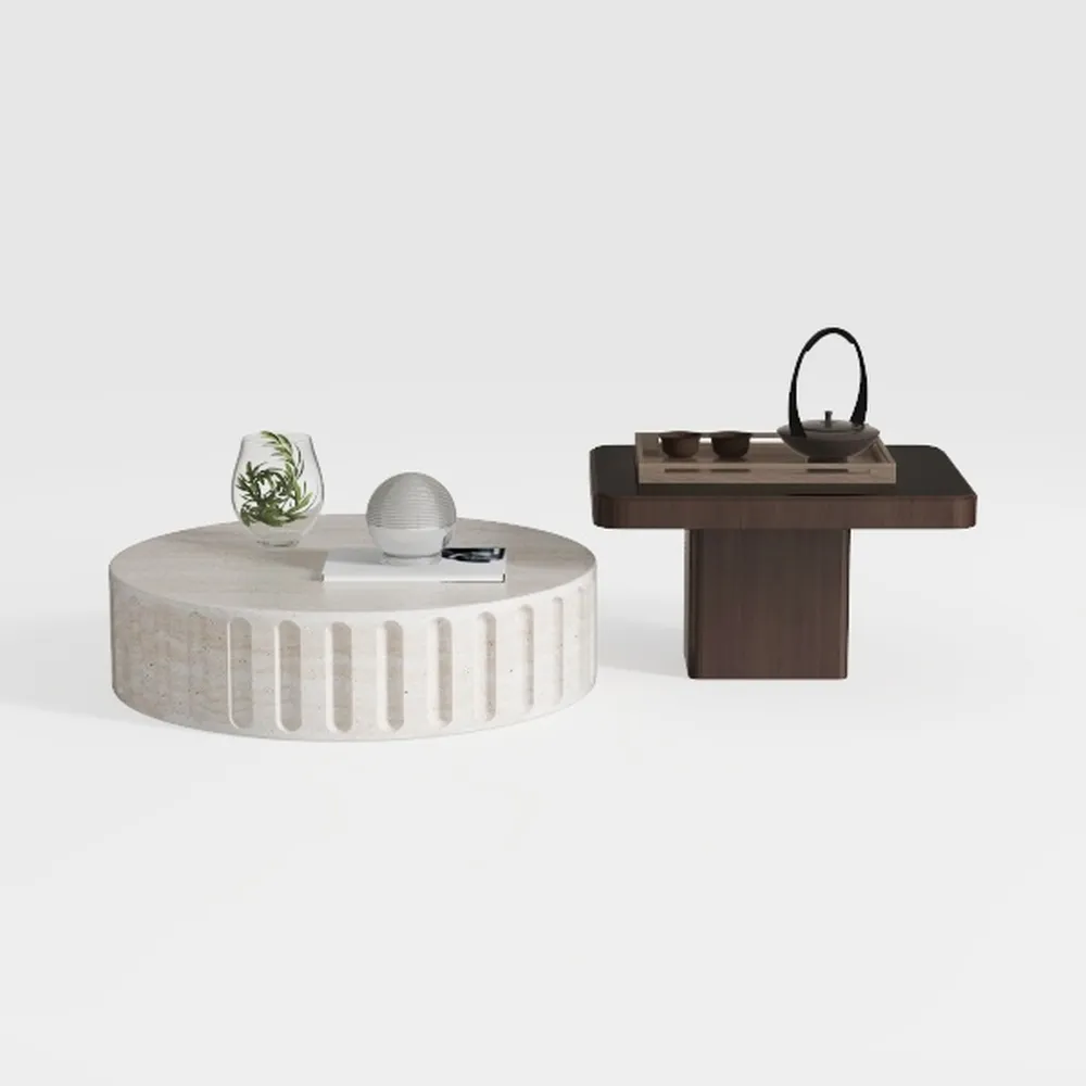 31" Round Coffee Table with Open Shelf & Farmhouse