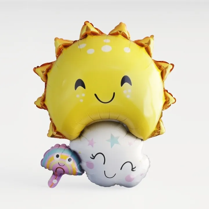 Cute Cartoon Sun Cloud Rainbow Foil Balloon Set 3D Model
