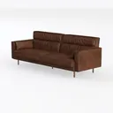 Modern Vintage Brown Leather Large Sofa 3D Model Left 45 Degree View